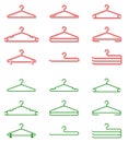 Set of plastic clothes hangers. Shaded and silhouette.