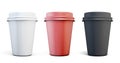 Set of plastic coffee cups of different colors Royalty Free Stock Photo