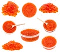 Set from plastic containers with red caviar Royalty Free Stock Photo