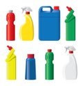 Set of plastic detergent bottles