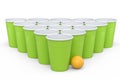 Set of plastic party cup for college ping pong game on white background.