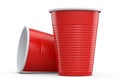 Set of plastic party cup for college ping pong game on white background.