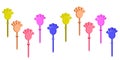 Set of Plastic Hand Clap Toys on White Background