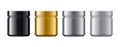 Set of plastic Jars. Metalized surface version. Gold, Silver, Grey, Black colors