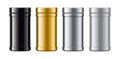 Set of plastic Jars. Metalized surface version. Gold, Silver, Grey, Black colors