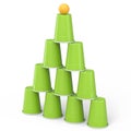 Set of plastic party cup for college ping pong game on white background.