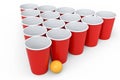Set of plastic party cup for college ping pong game on white background.