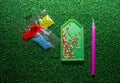 Set - a plastic stylus for a diamond mosaic, glue, rhinestones in bags for DIY