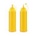 Set of Plastic Yellow Mustard Bottle Isolated