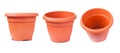 Set of plastical pots for flovers in three different foreshorten Royalty Free Stock Photo