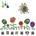 Original beauty pattern of floral tools plasticine elements  for making cloth or gift paper Royalty Free Stock Photo
