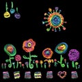 Original beauty pattern of floral tools plasticine elements  for making cloth or gift paper Royalty Free Stock Photo