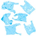 Set of plastik cellophane bags. Reuse, recycle plastic. Ecology problems