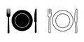 Set of plate,fork and knife icon Royalty Free Stock Photo