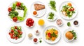 set of plates of food isolated. Ai Generative Royalty Free Stock Photo