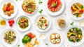 set of plates of food isolated. Ai Generative Royalty Free Stock Photo