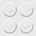 Set play button icon on grey background. Realistic grey buttons. Neumorphic design. Neomorphic buttons set Royalty Free Stock Photo