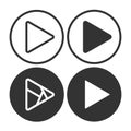 Set play button icons. Music and video forward click shape symbol. Push arrow start player media. EPS 10 Vector illustration