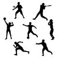 Set of player icon. Black Silhouette Sport label on white Background. Character Simple style. Vector Illustration Royalty Free Stock Photo