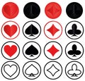 Set of playing card icons diamonds clubs hearts spades vector graphics