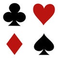 Set of playing card suits icons isolated on white background. Vector Royalty Free Stock Photo