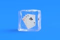 Set of playing cards aces in ice cube Royalty Free Stock Photo