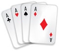 Set of playing cards - four aces : clubs, spades, crosses, diamonds. vector image isolated on the white background. Royalty Free Stock Photo