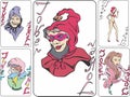 Set of playing cards with jokers as witches