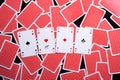 Set of playing cards with open aces. Gambling, hobby and divination concept Royalty Free Stock Photo