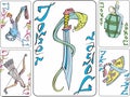 Set of playing joker cards with weapon Royalty Free Stock Photo