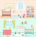 Set Playrooms for Kids. Baby Rooms Interior Royalty Free Stock Photo