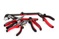 Set of pliers with rubber handle on white background Royalty Free Stock Photo
