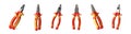 Set of pliers on white background Royalty Free Stock Photo