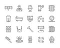 Set of Plumbing Services Line Icons. Bathtub, Toilet, Boiler, Plumber and more.