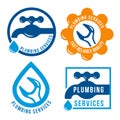 Set of plumbing theme logo template.