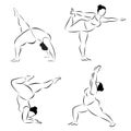 Set of plus size flexible sporty woman doing yoga fitness. Royalty Free Stock Photo