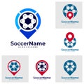 Set of Point Soccer logo template, Football Point logo design vector