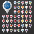 Set the pointer to the map with the European country`s flag an