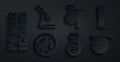 Set Poison in bottle, Medical rubber gloves, Petri dish with bacteria, Test tube and flask, and Microscope icon. Vector