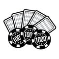 Set poker chips and poker cards for casino games. Vector illustration