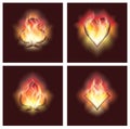 Set poker elements in fire,