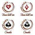 Set of poker icons with playing card symbol on a white background