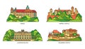 Set of Poland travel landmark, tourist attractions