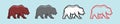 Set of polar bear cartoon icon design template with various models. vector illustration isolated on blue background Royalty Free Stock Photo