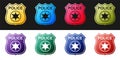 Set Police badge icon isolated on black and white background. Sheriff badge sign. Vector Royalty Free Stock Photo