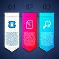 Set Police badge, Unknown document and search. Business infographic template. Vector