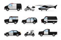 Set of police vehicles. Vector illustration on a white background.