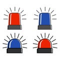 A set of police flashing lights, vector. Red and blue ambulance sirens. Emergency Badges