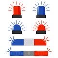 A set of police flashing lights, vector. Red and blue ambulance sirens. Emergency Badges