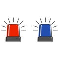 A set of police flashing lights, vector. Red and blue ambulance sirens. Emergency Badges